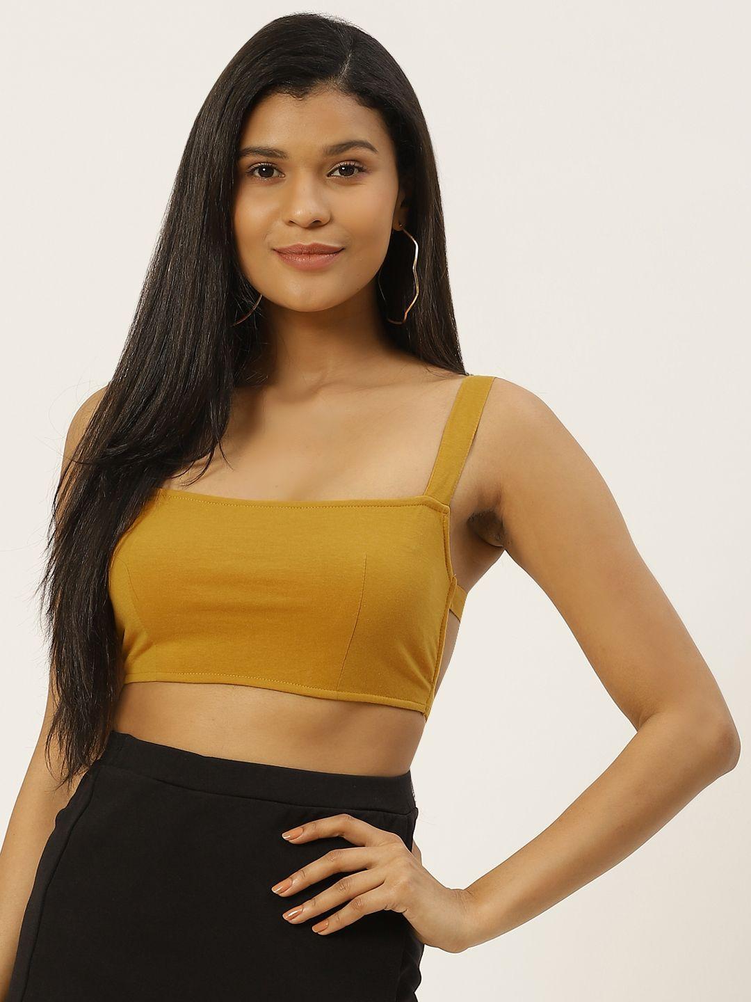 besiva women mustard styled bralette crop top