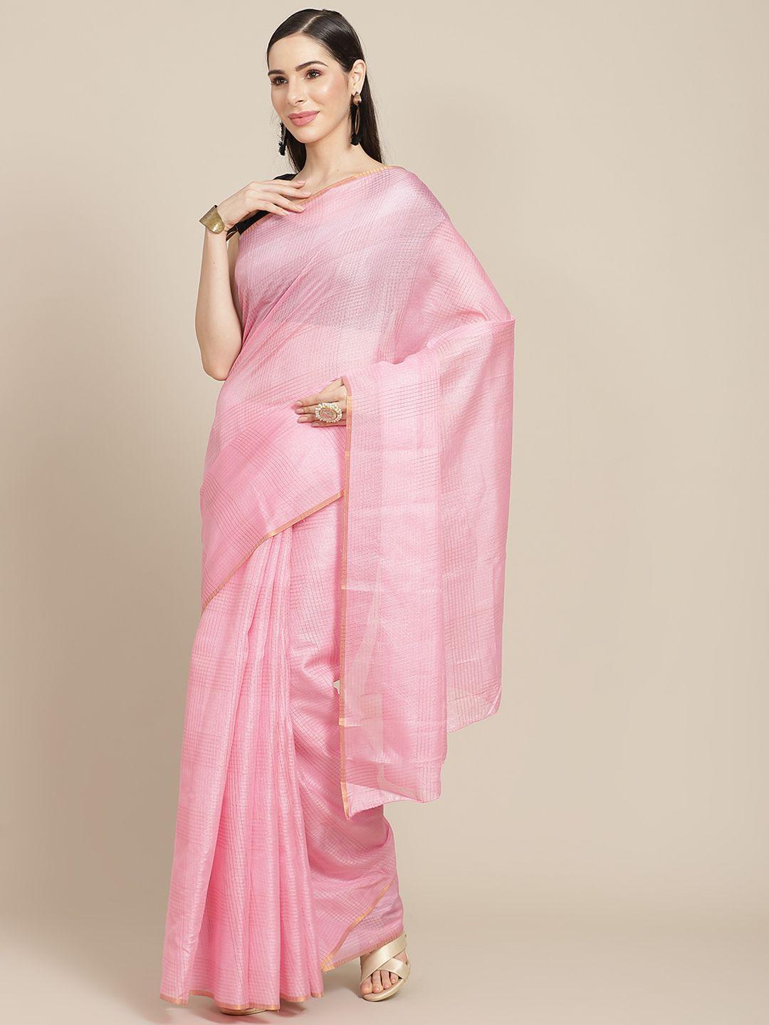 anouk pink checked kota saree