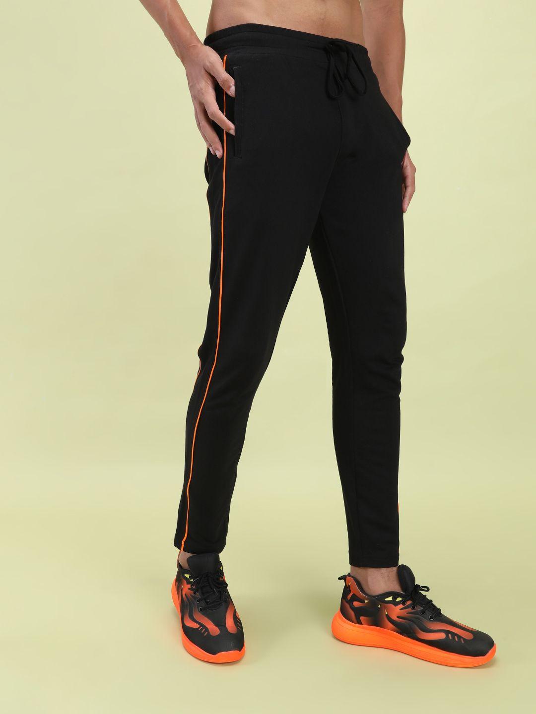 the indian garage co men black solid slim-fit track pants