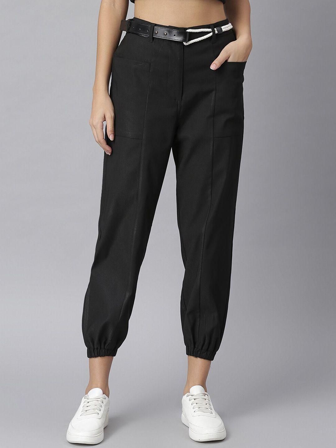 kassually women black joggers trousers