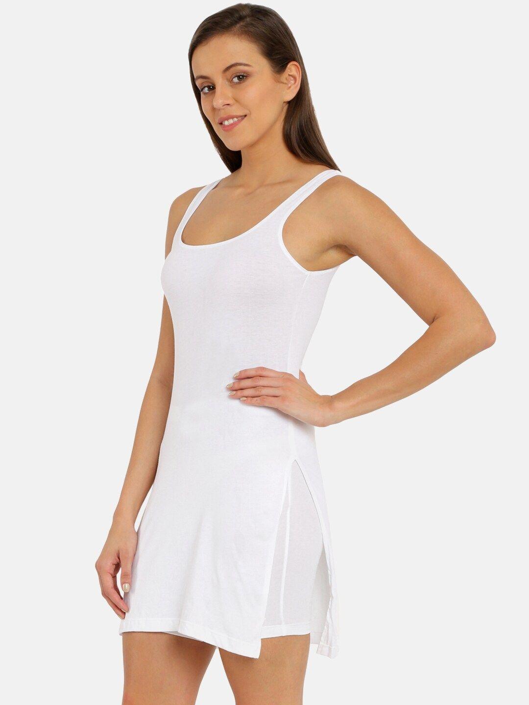 jockey women white solid long camisole 1488