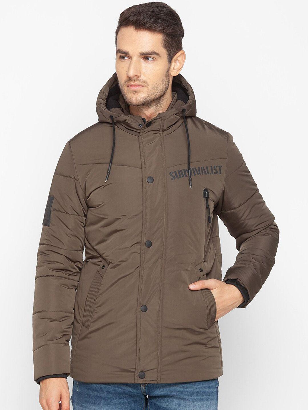 spykar men coffee brown padded jacket