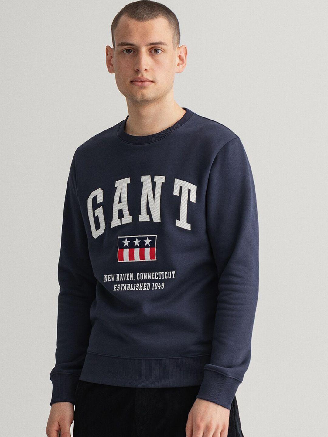 gant men blue printed sweatshirt