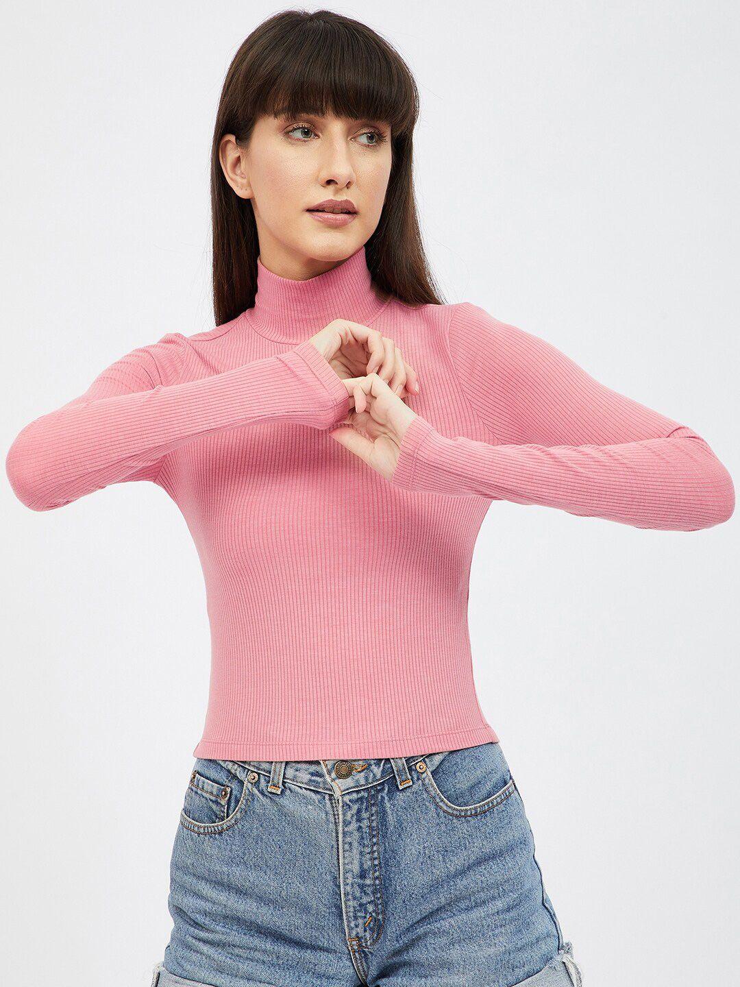 harpa pink fitted high neck top