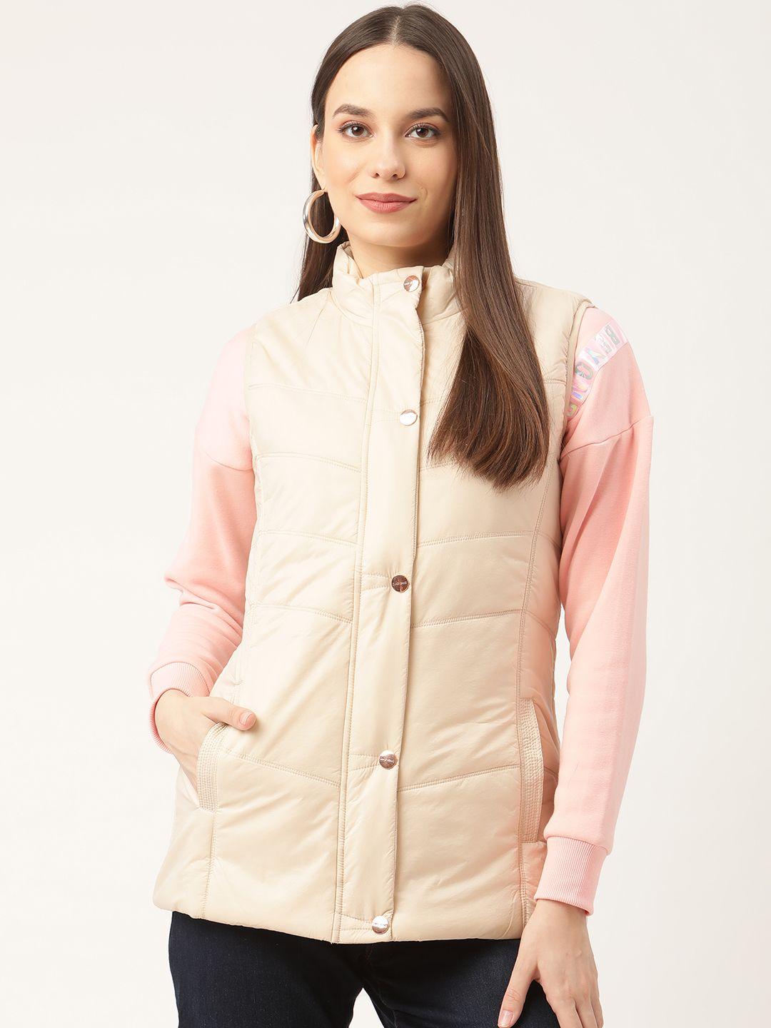 duke women cream-coloured solid padded jacket