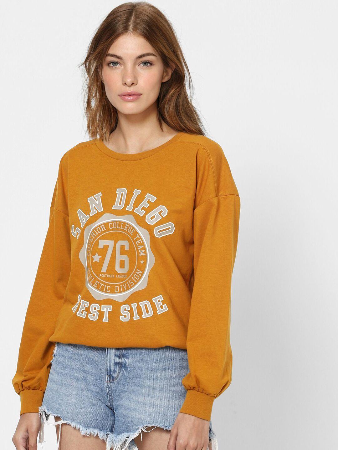 only women brown printed sweatshirt