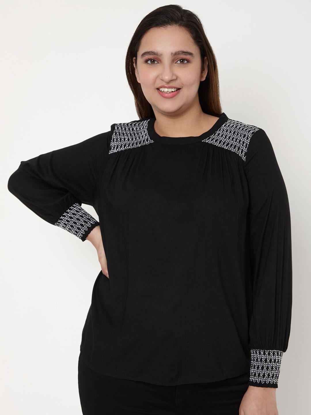 vero moda curve women black & white solid top