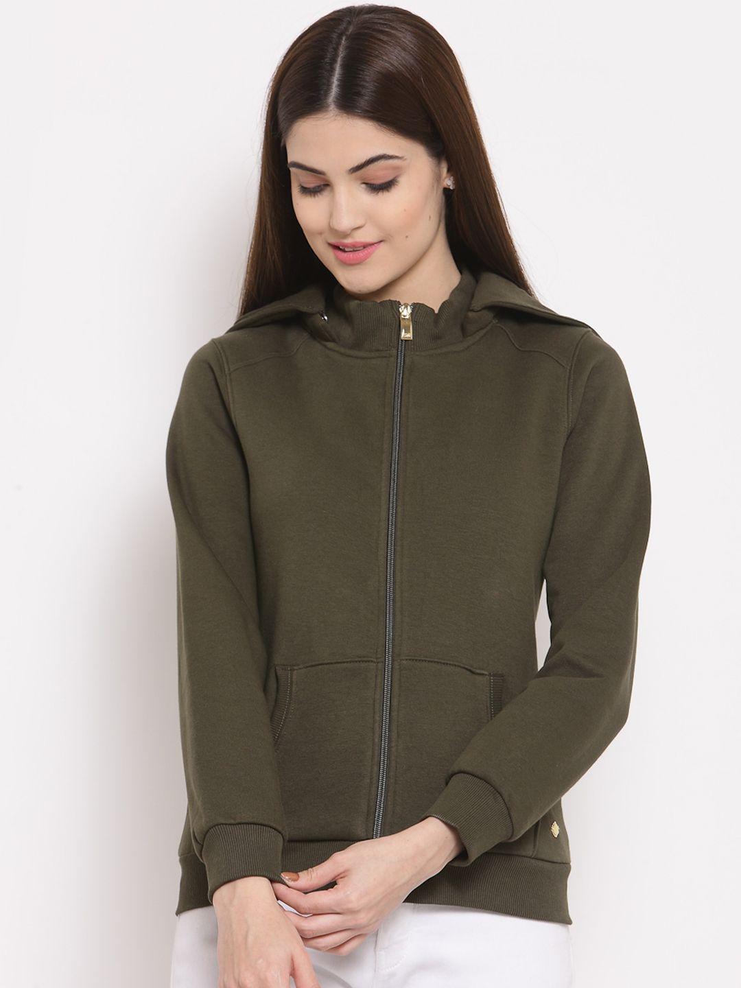 juelle women olive green hooded sweatshirt