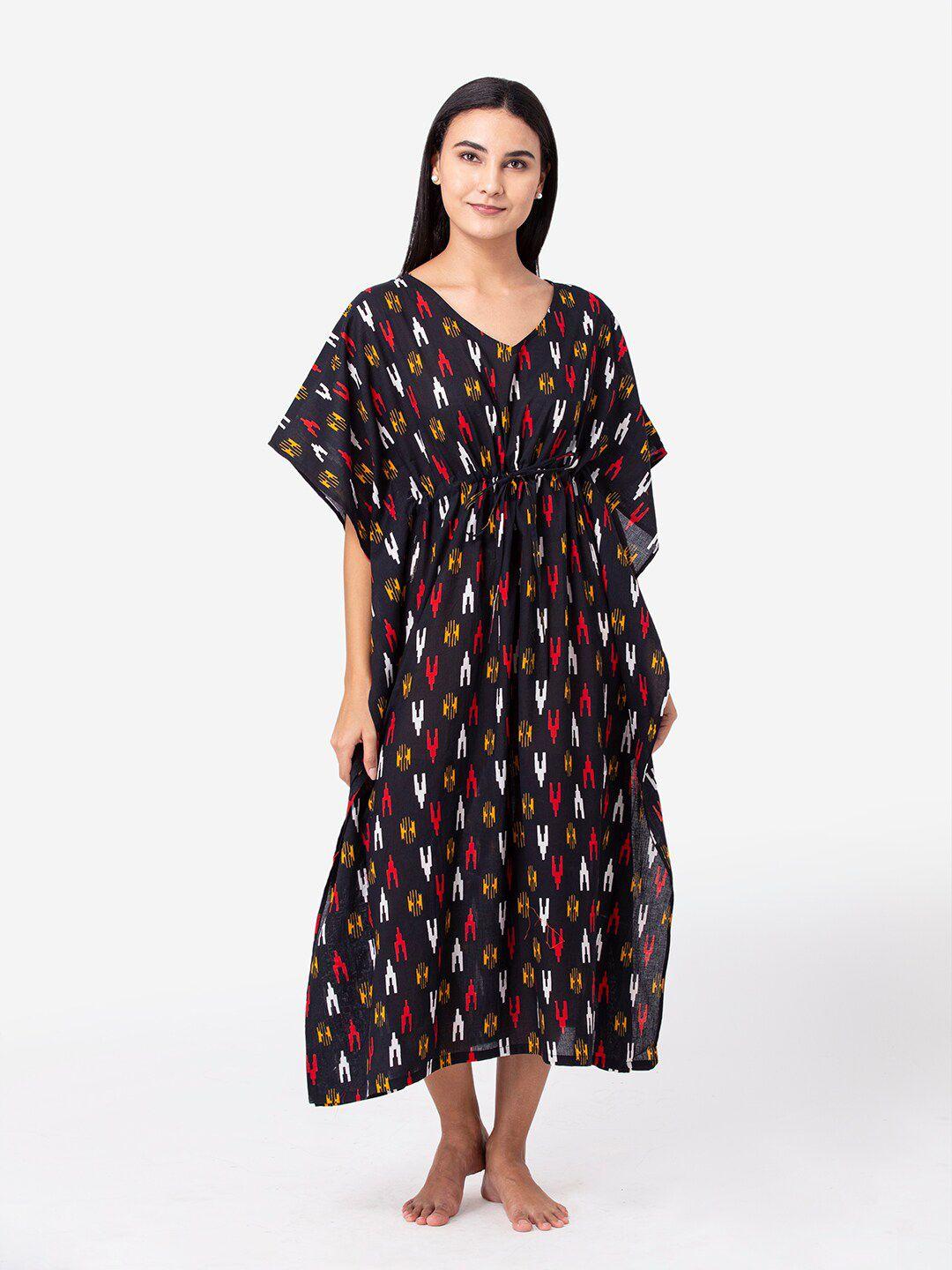 etc black printed maxi nightdress