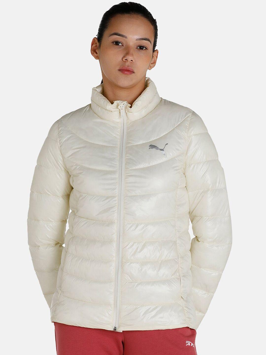 puma women white slim fit padded jacket