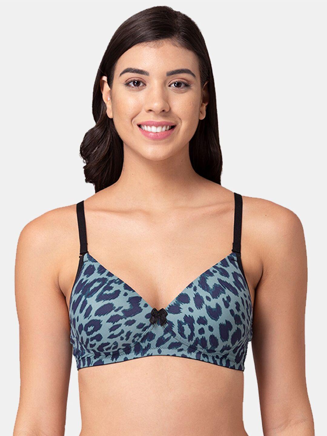 tweens multicoloured animal printed t-shirt bra lightly padded