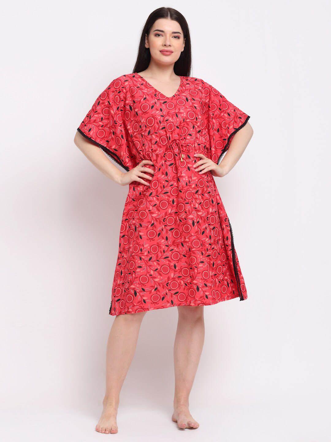 erotissch pink & black printed kaftan nightdress