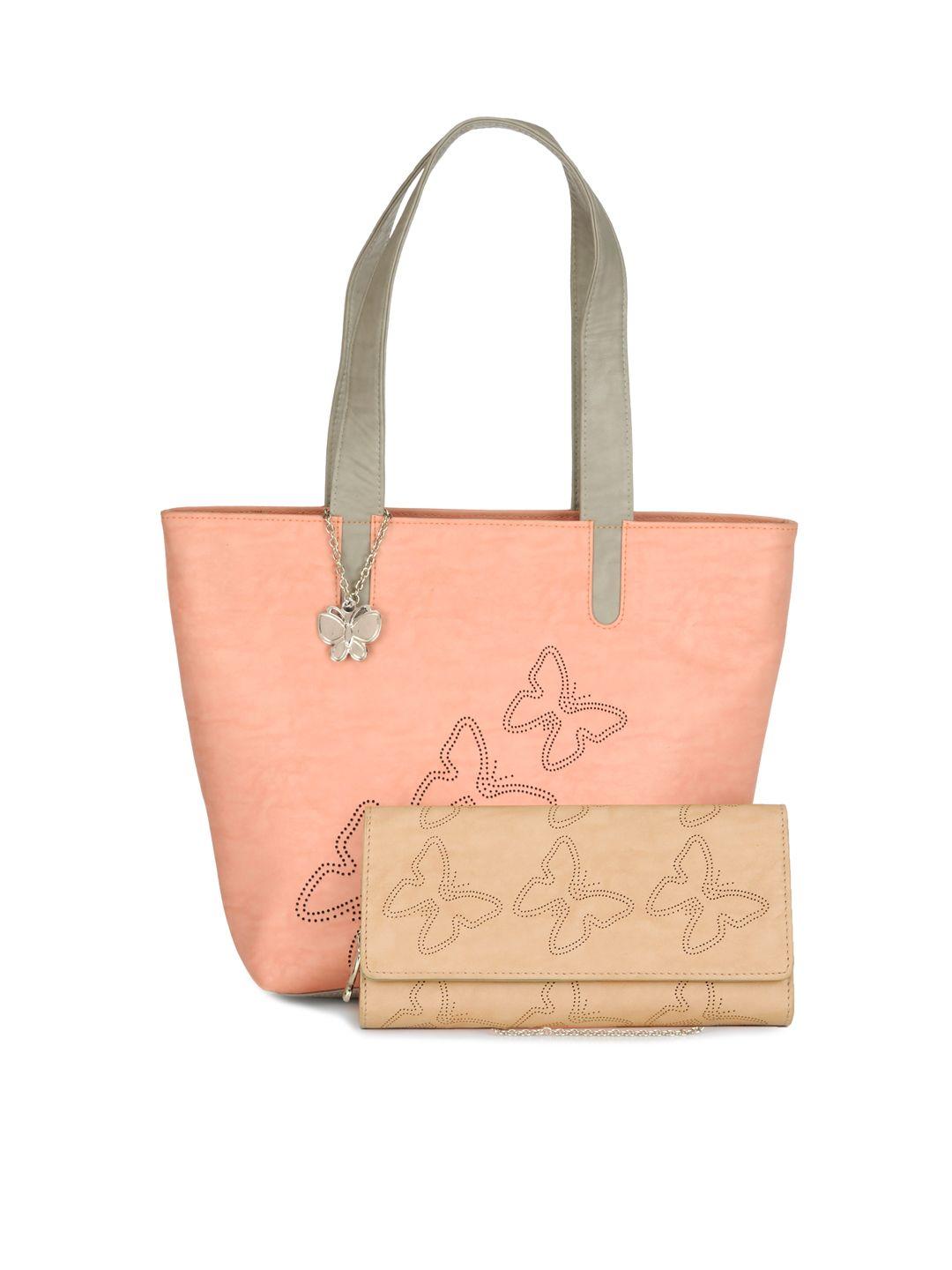 butterflies pink shoulder bag with wallet