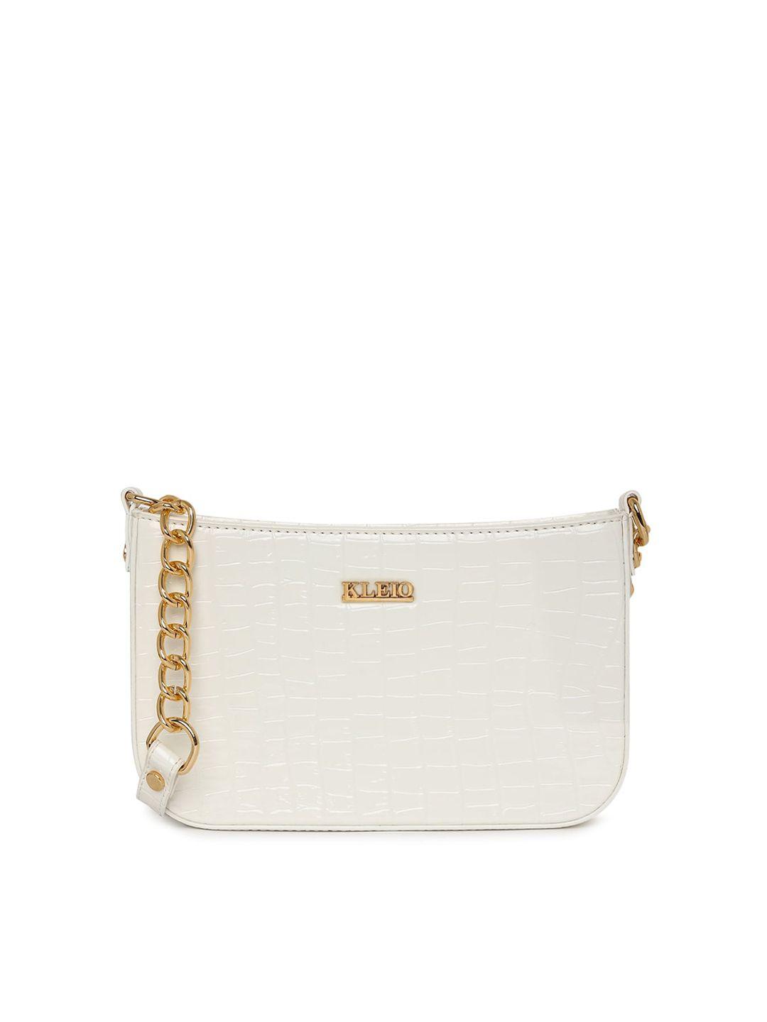 kleio white croc textured structured shoulder bag