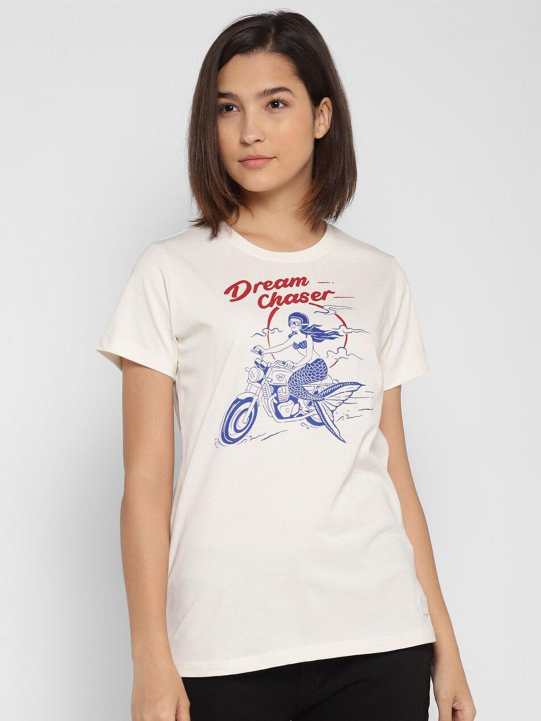 royal enfield women white printed t-shirt