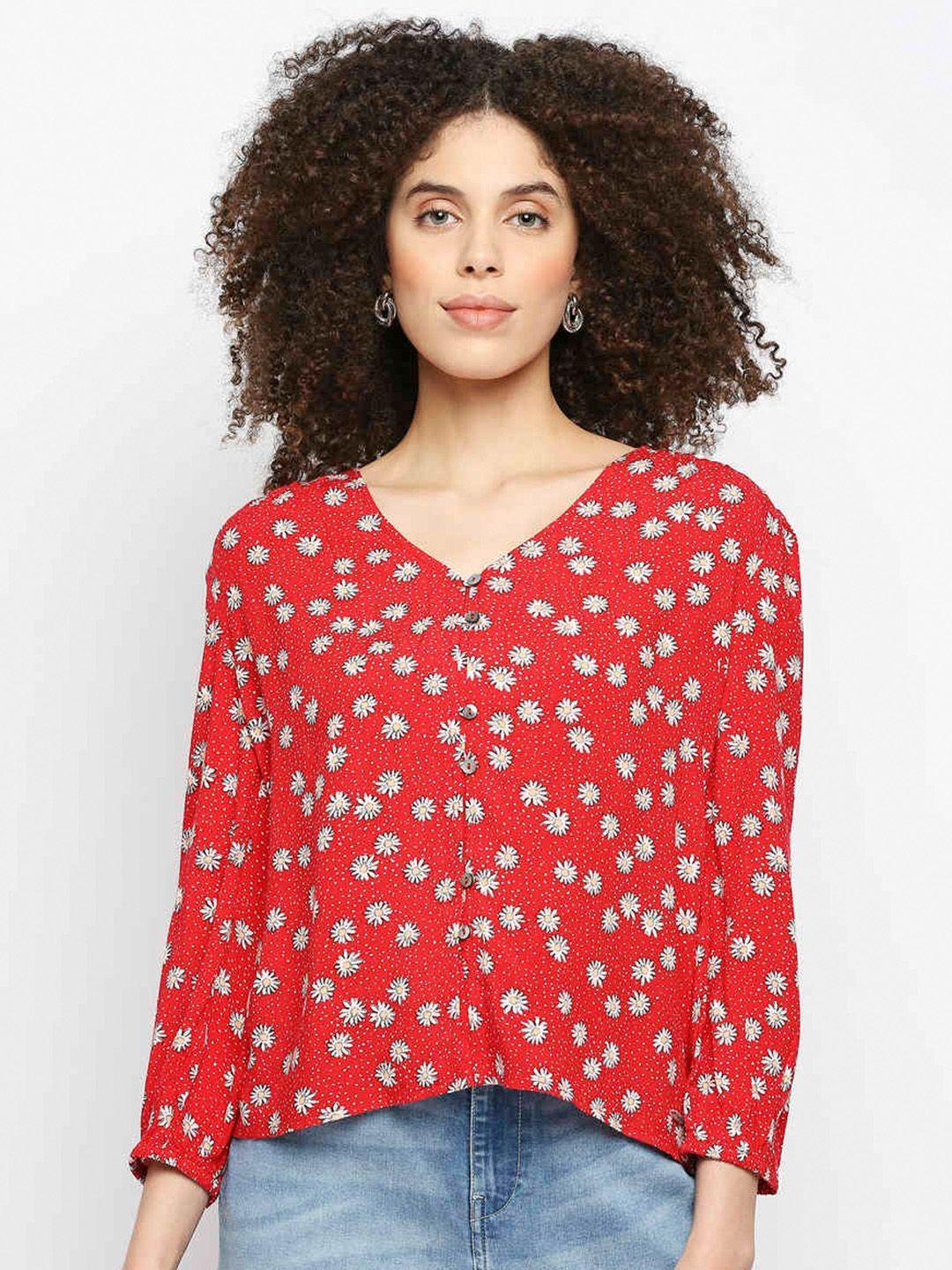 pepe jeans women red floral print top