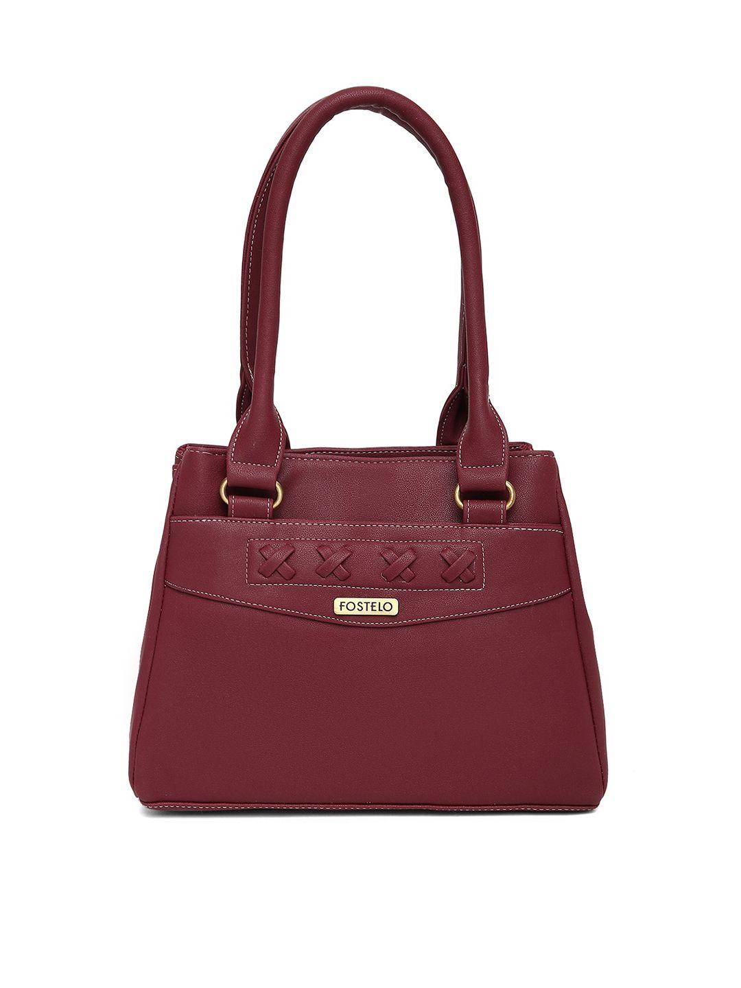 fostelo women maroon pu structured shoulder bag