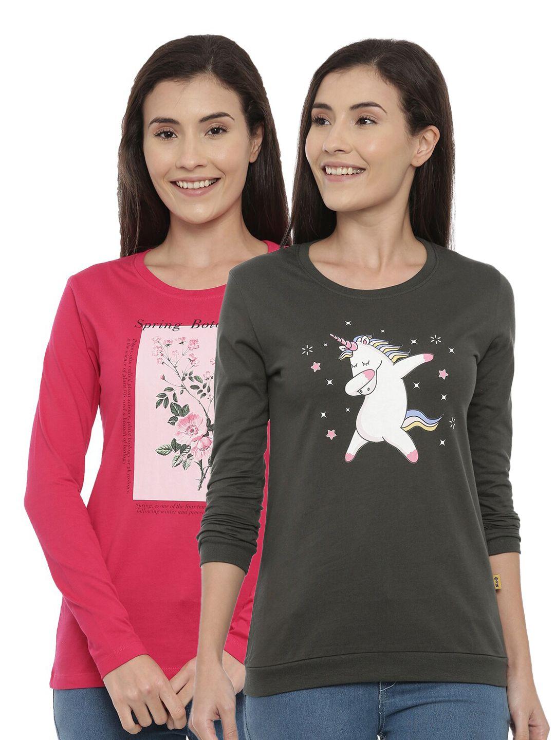 3pin women pack of 2 printed t-shirts