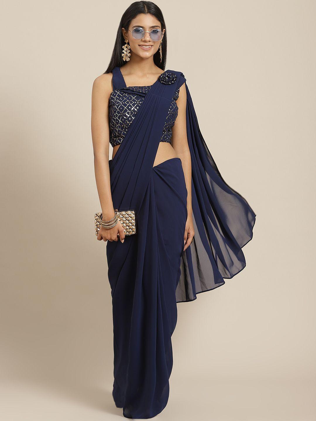 grancy navy blue ready to wear saree