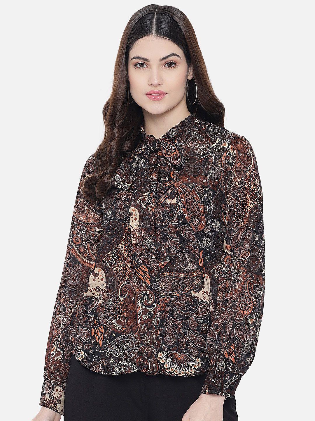 trend arrest brown floral printed regular top