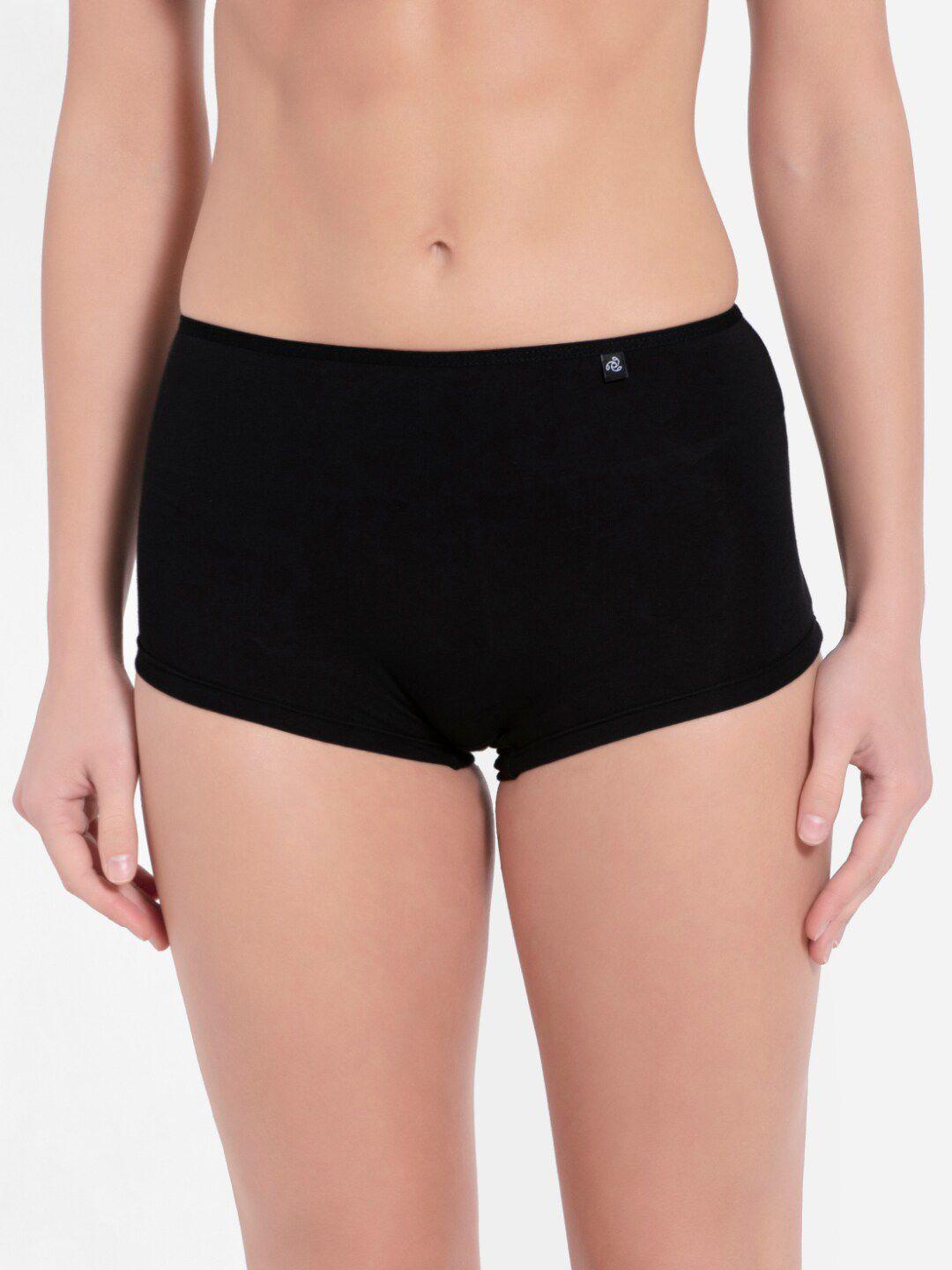 jockey women black solid basic boy shorts ss04-0105-black