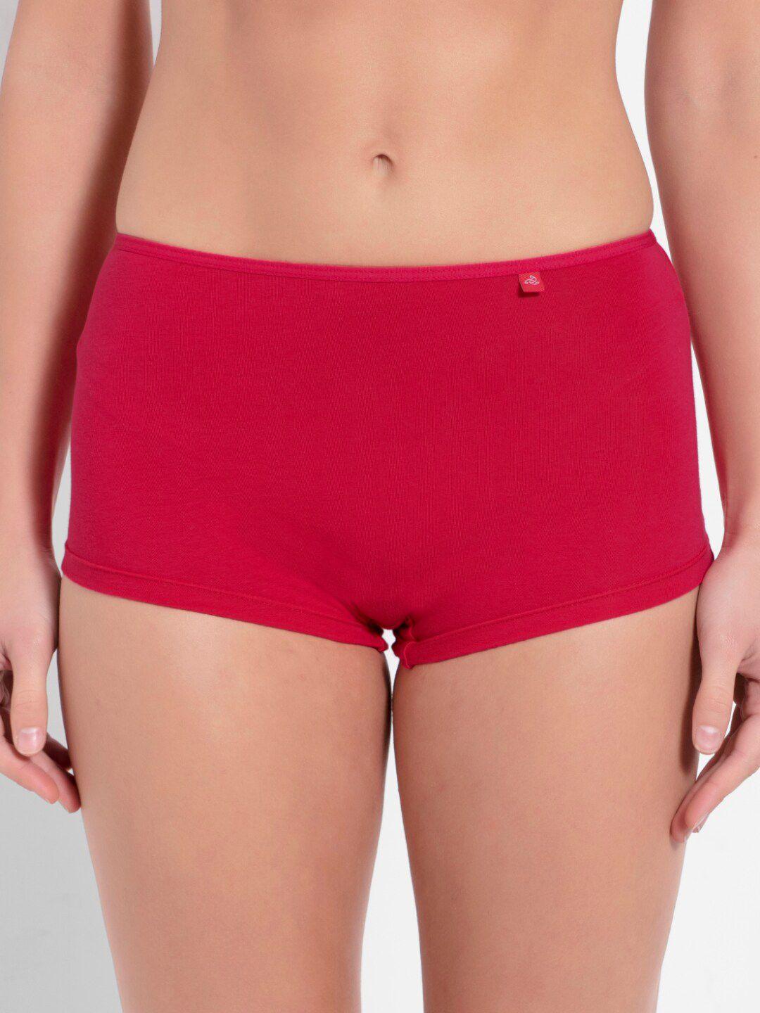 jockey women red solid boy shorts