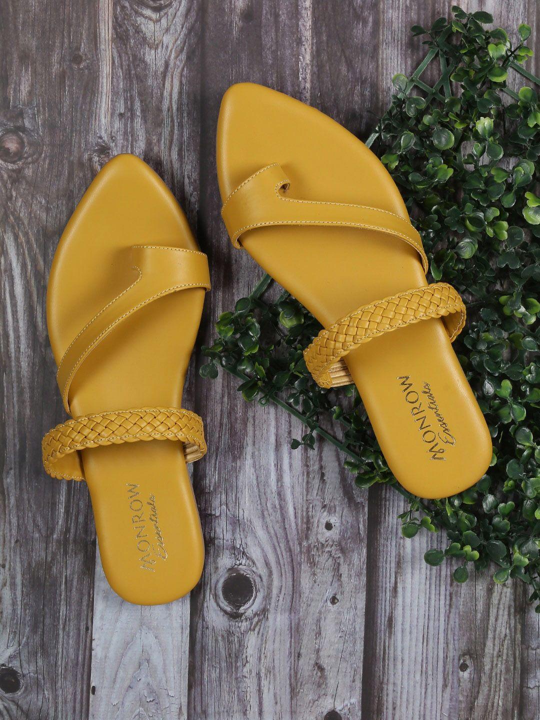 monrow women mustard one toe flats