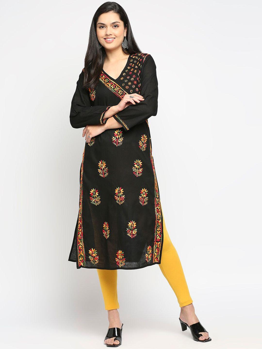 indiankala4u women black printed kurta