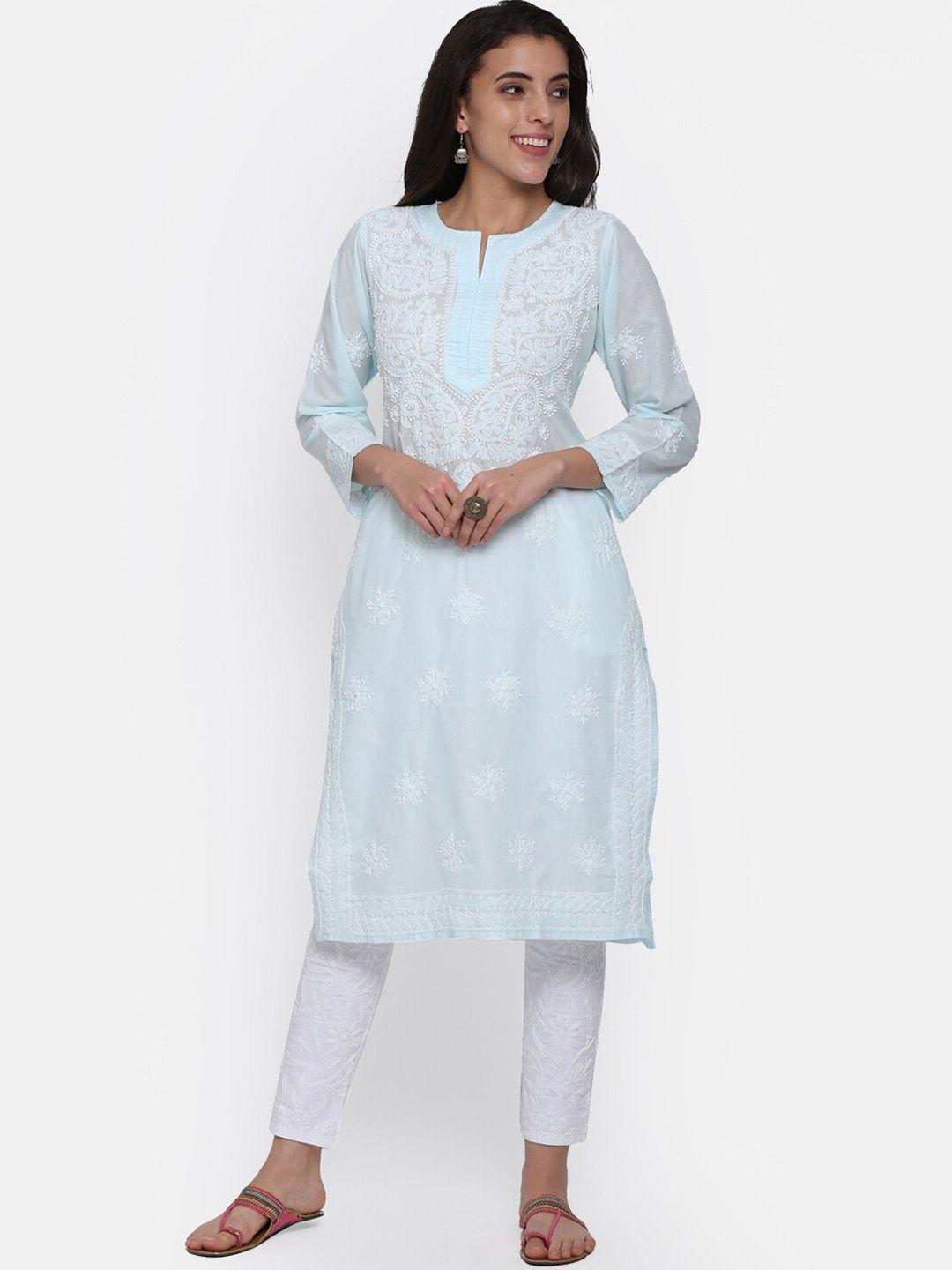 paramount chikan women blue kurta