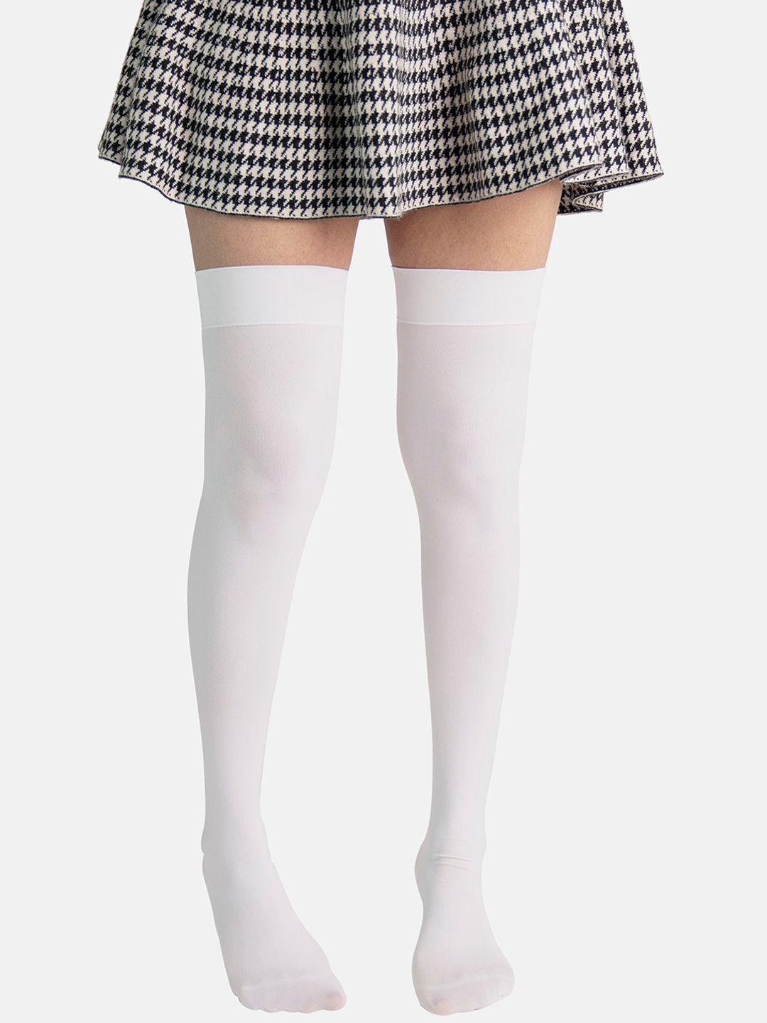 theater women white solid stockings