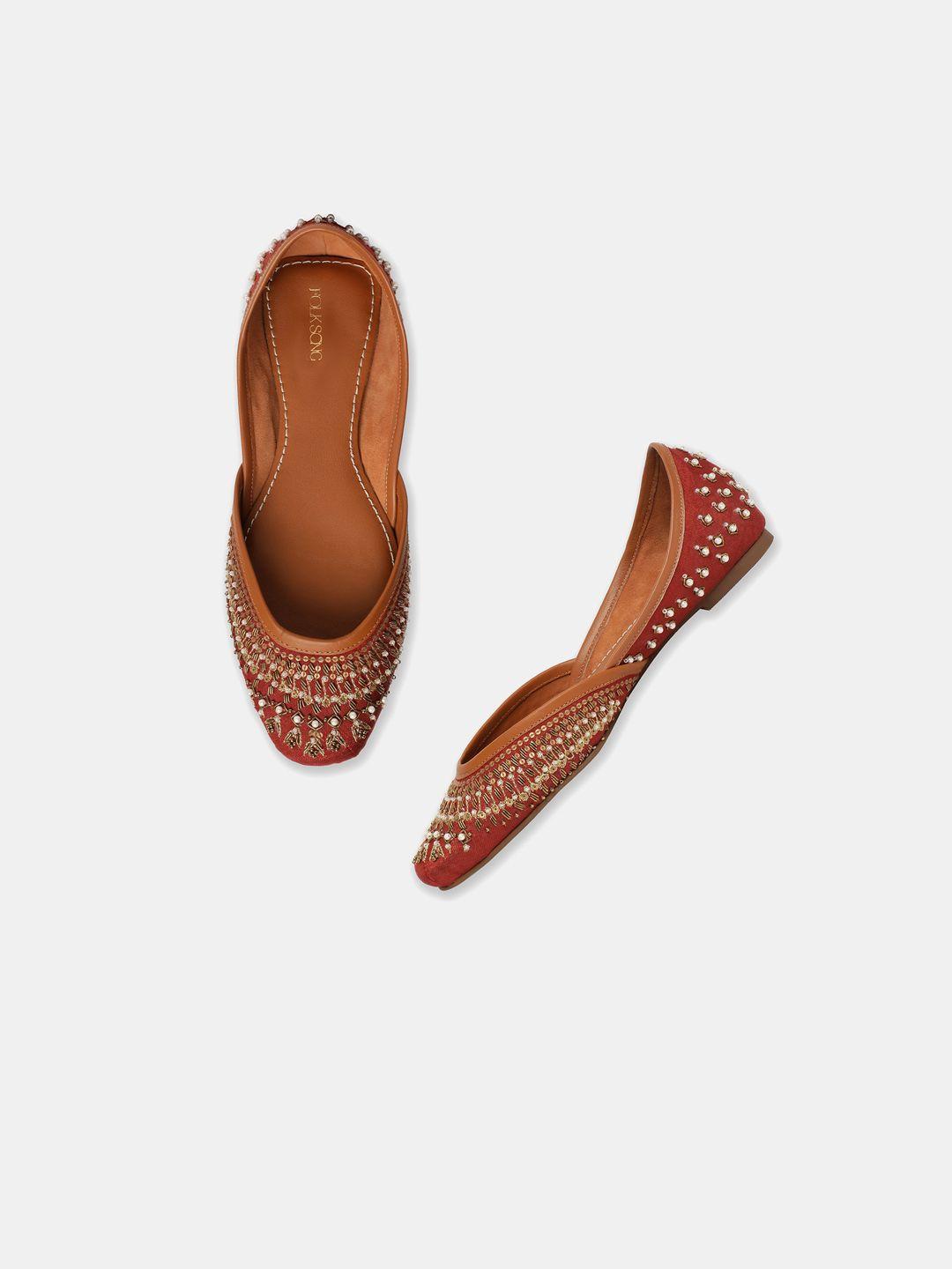 w the folksong collection women orange ethnic ballerinas flats