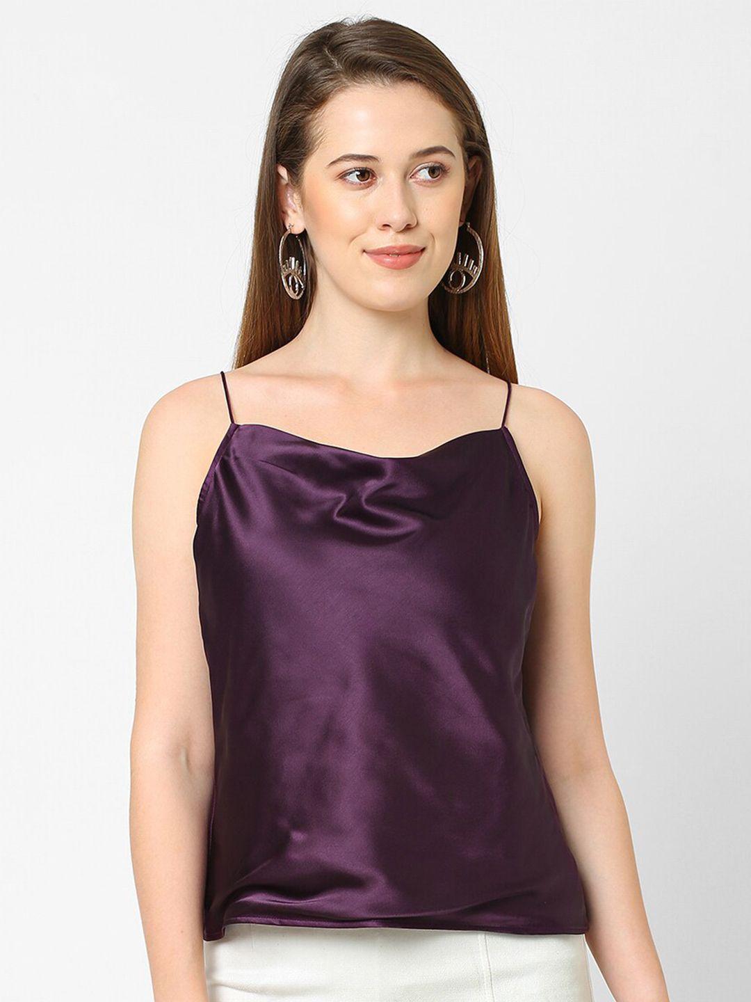 mish purple satin solid top