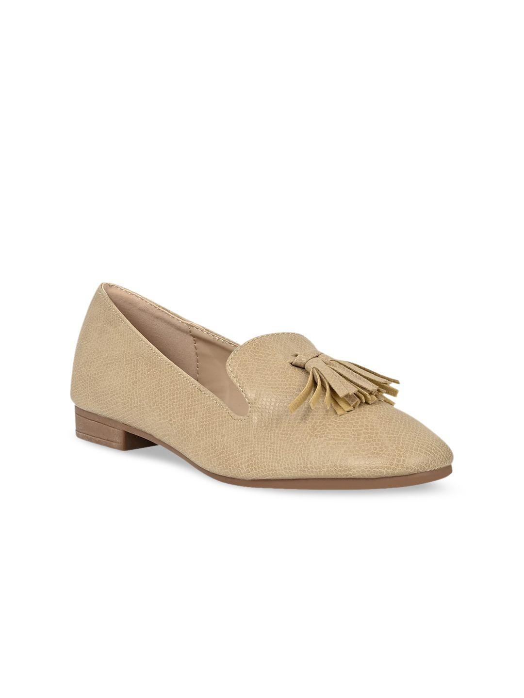 jove women beige ballerinas with tassels flats