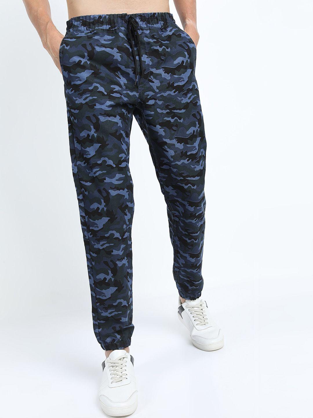 ketch men blue camouflage printed joggers trousers