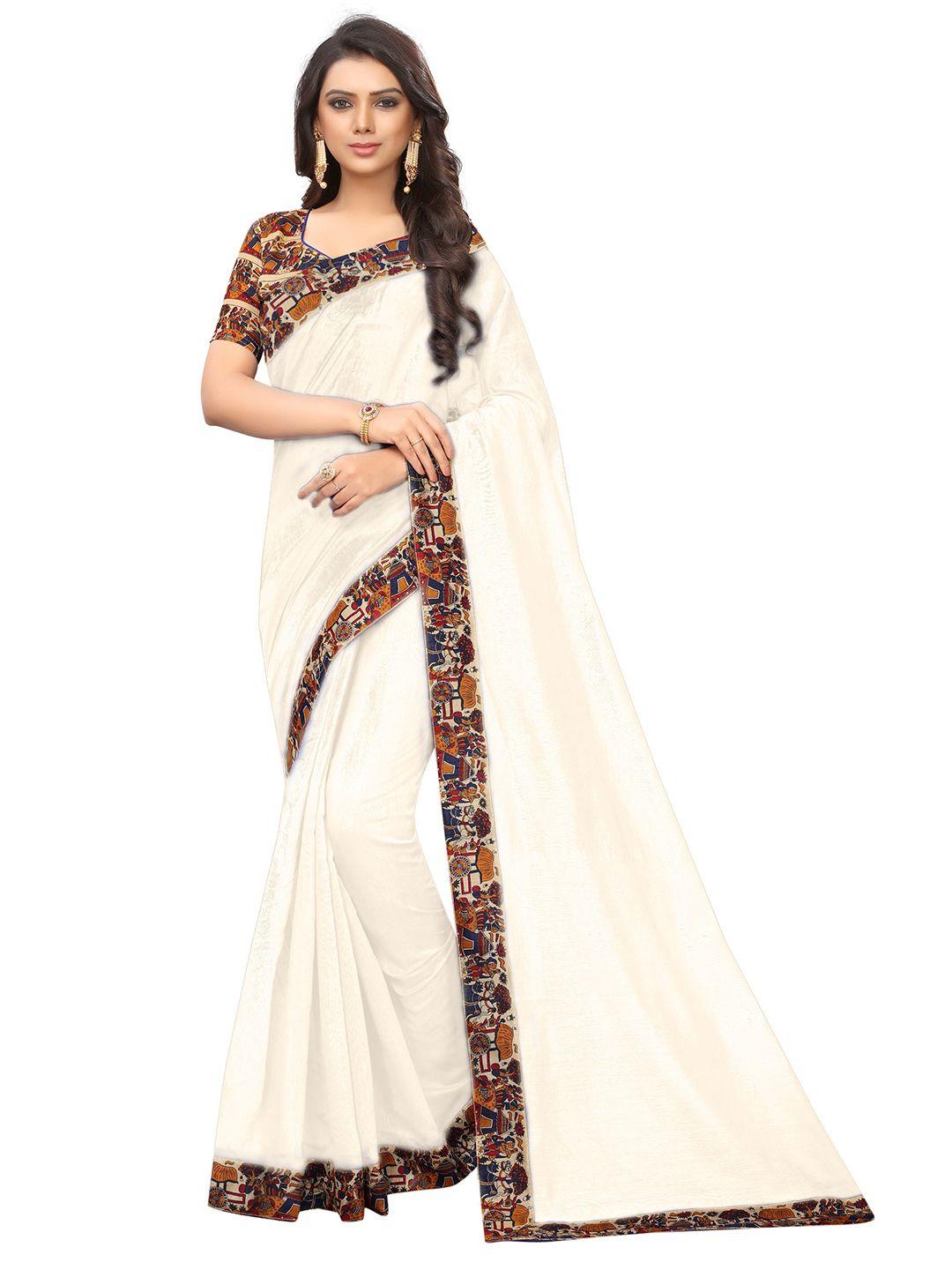 saadhvi white & red printed saree