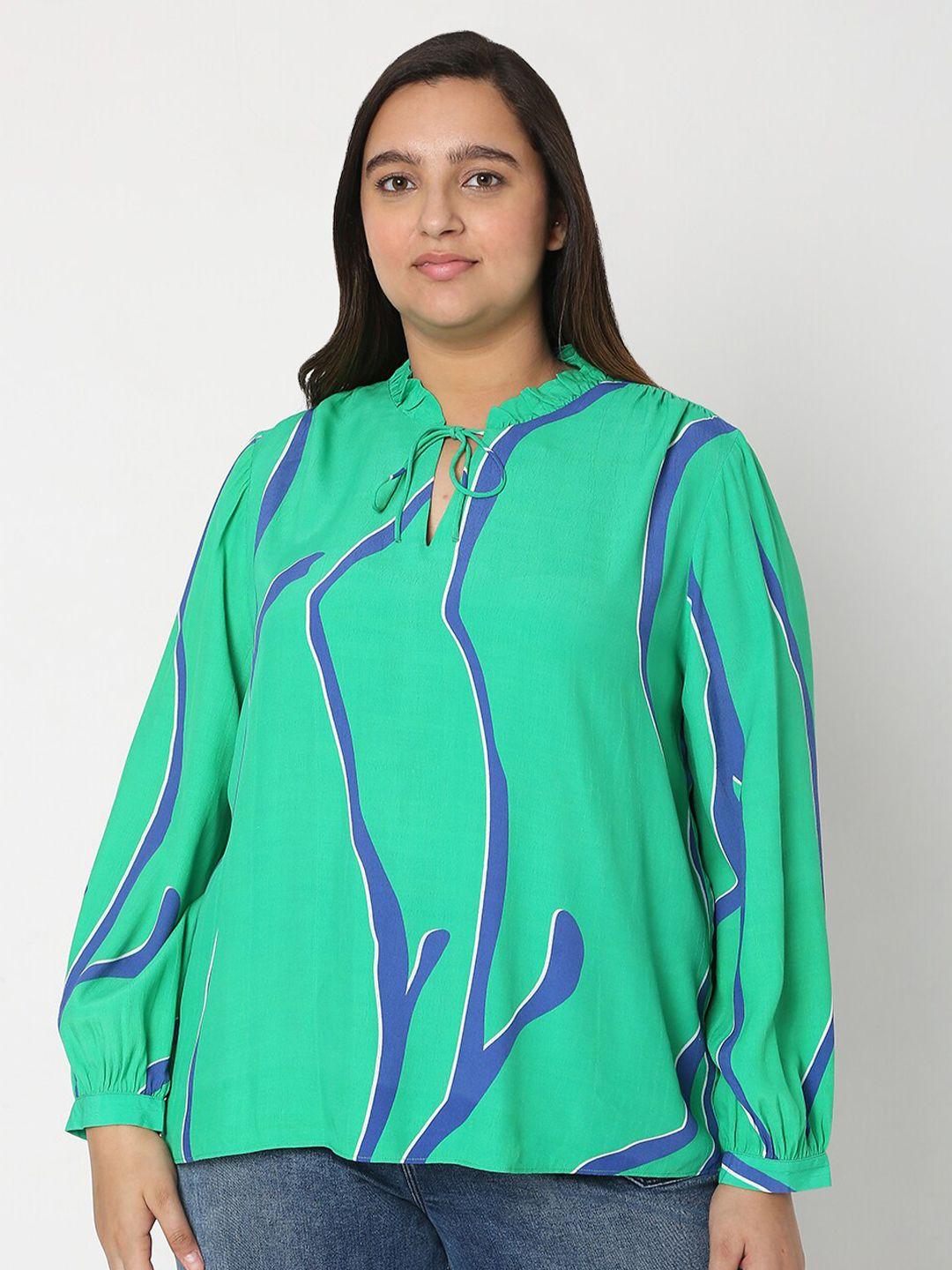 vero moda curve plus size green print rayon top