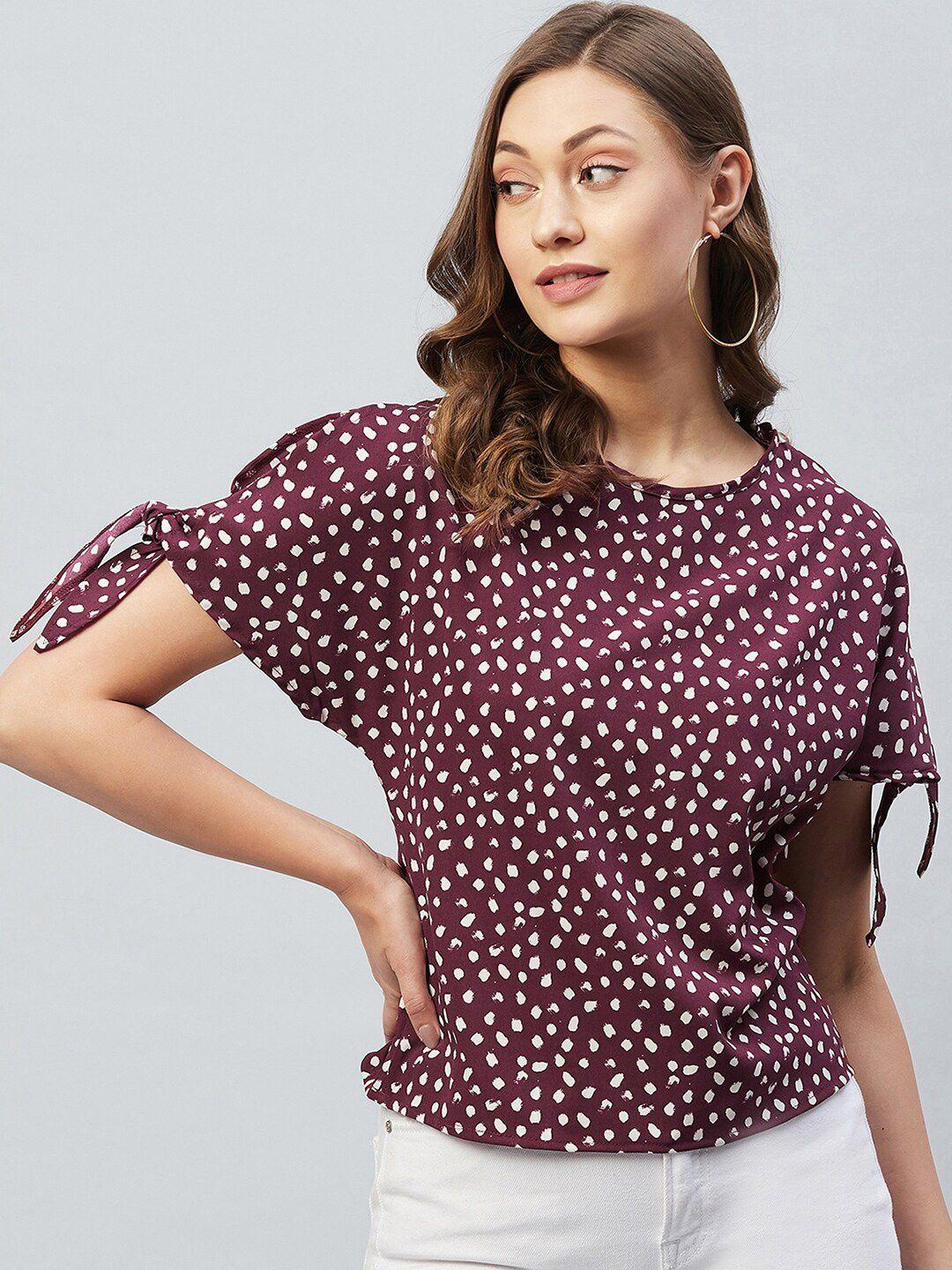 chimpaaanzee women maroon print extended sleeves top