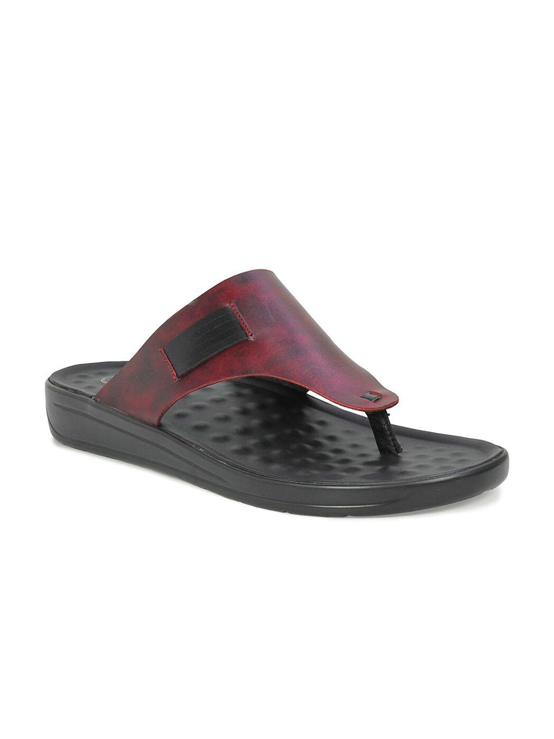 privo men maroon & black comfort sandals