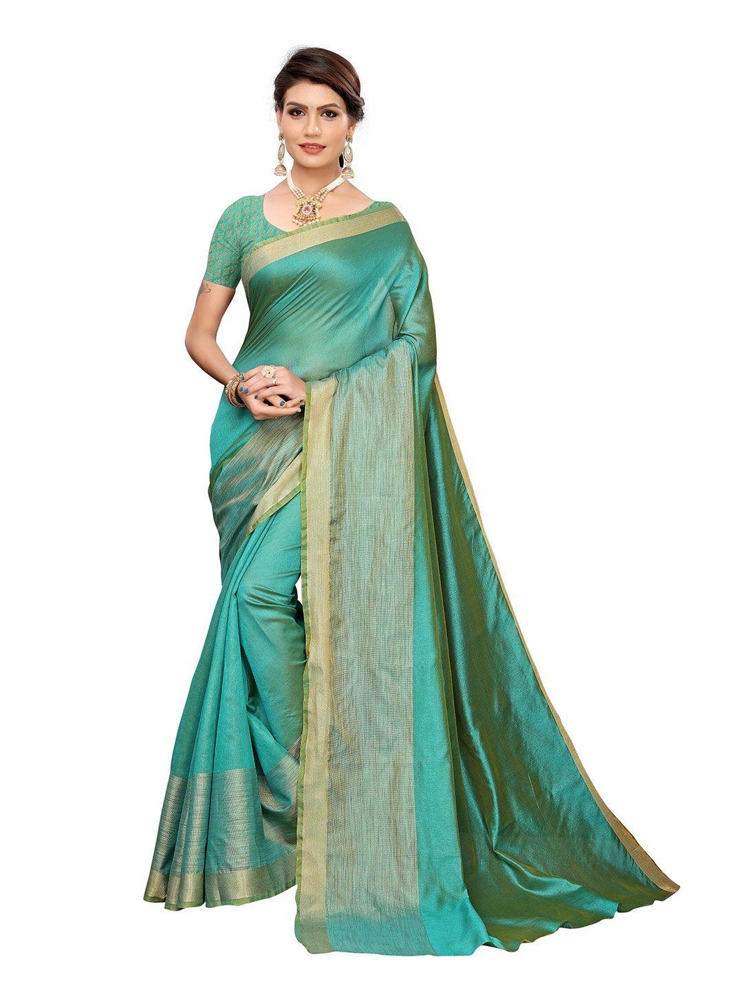 yashika green & gold-toned zari silk cotton ilkal saree