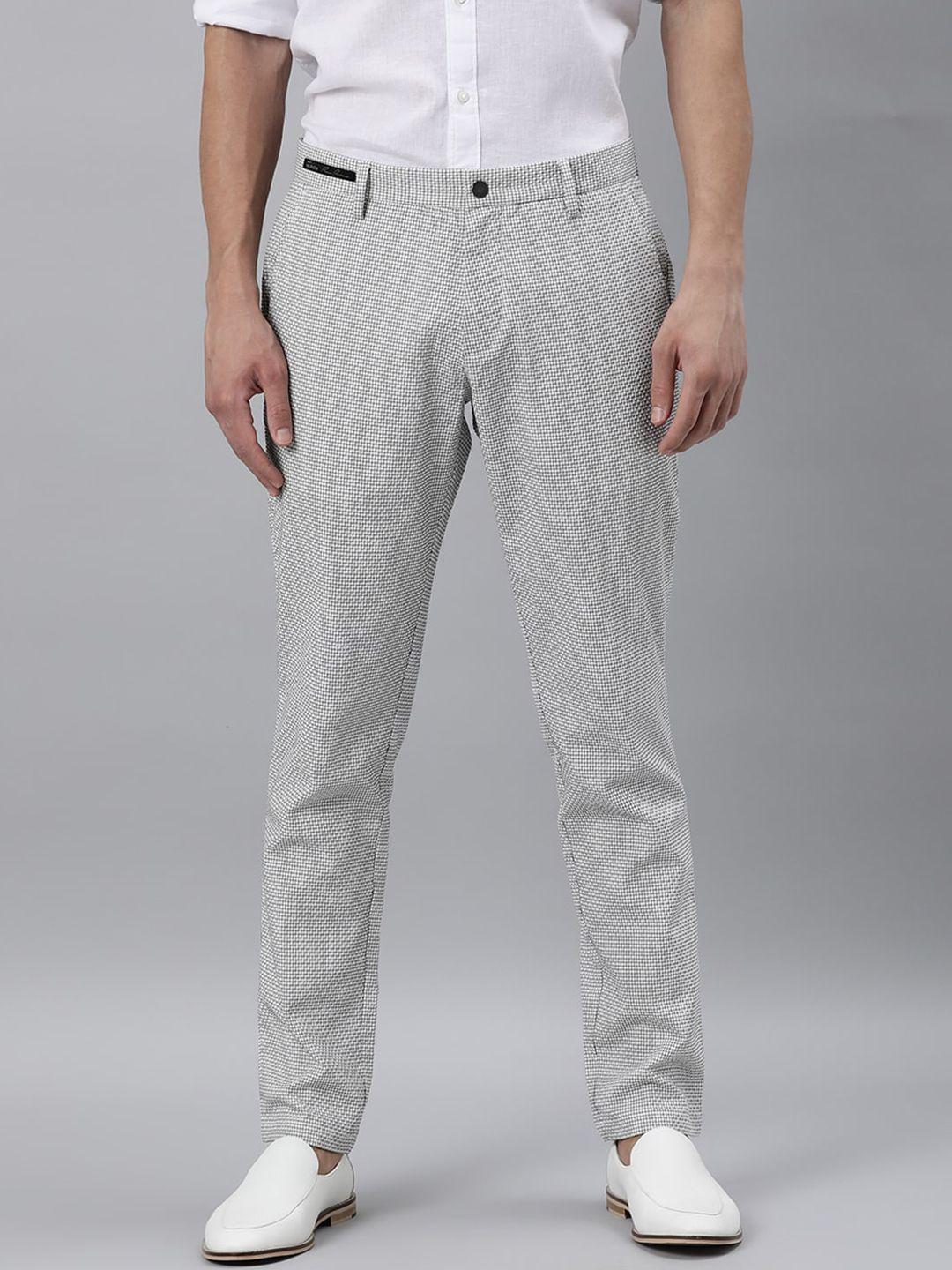 rare rabbit men grey textured slim fit trouser