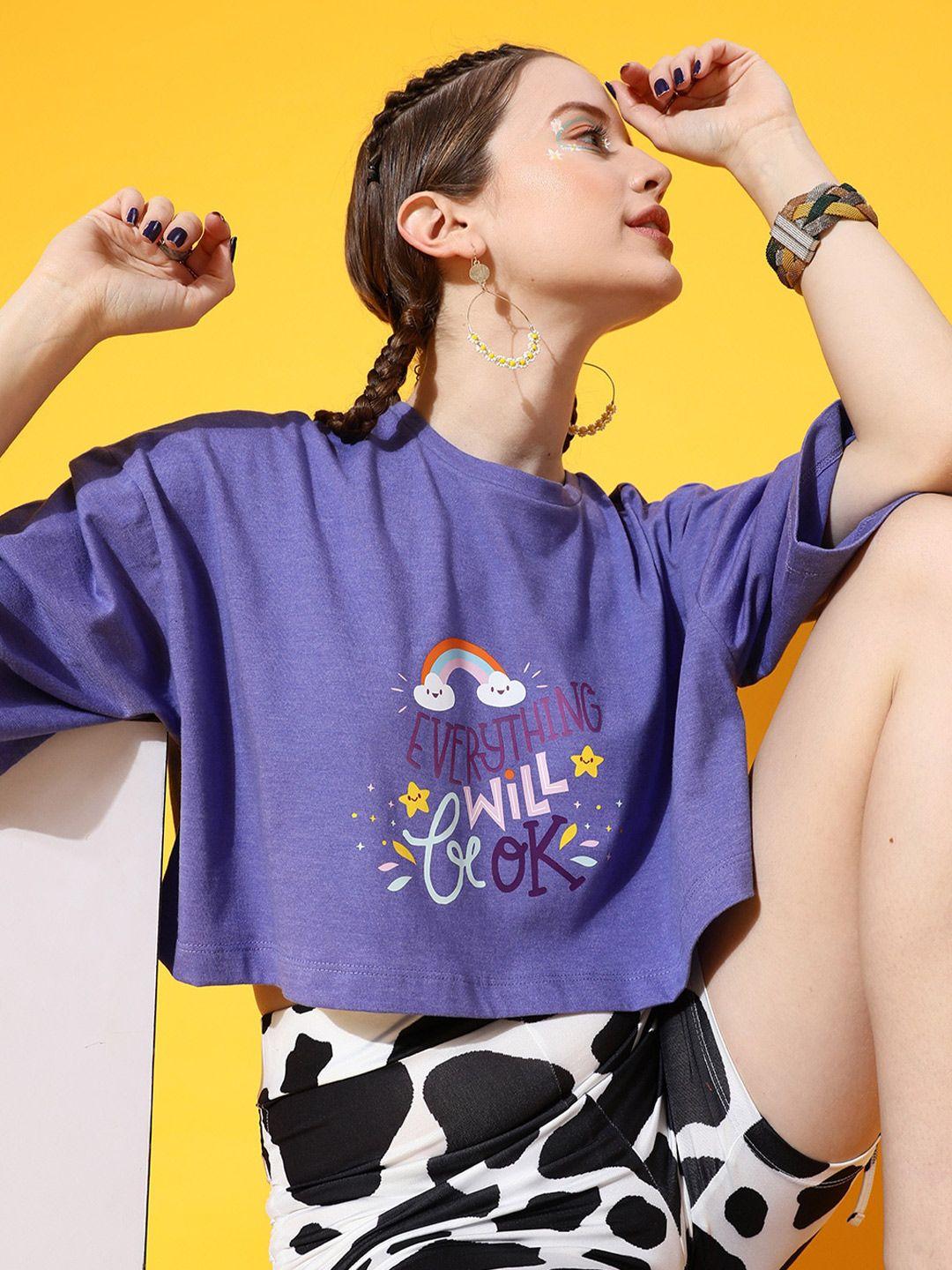 street 9 women purple printed t-shirt