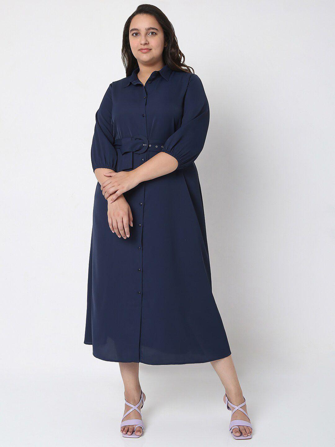 vero moda curve women blue shirt midi dress