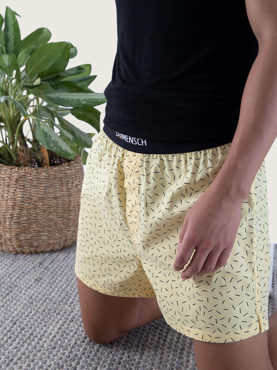 damensch men yellow  ultralight printed boxers dam-prin-sbx-aby