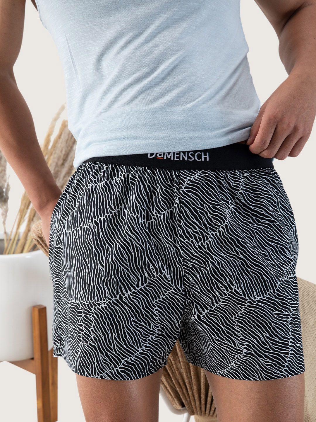 damensch men black printed pure cotton boxers