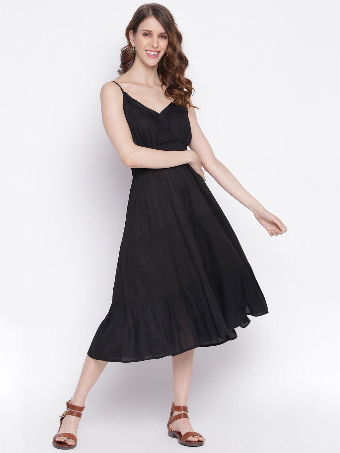 iqraar black midi dress