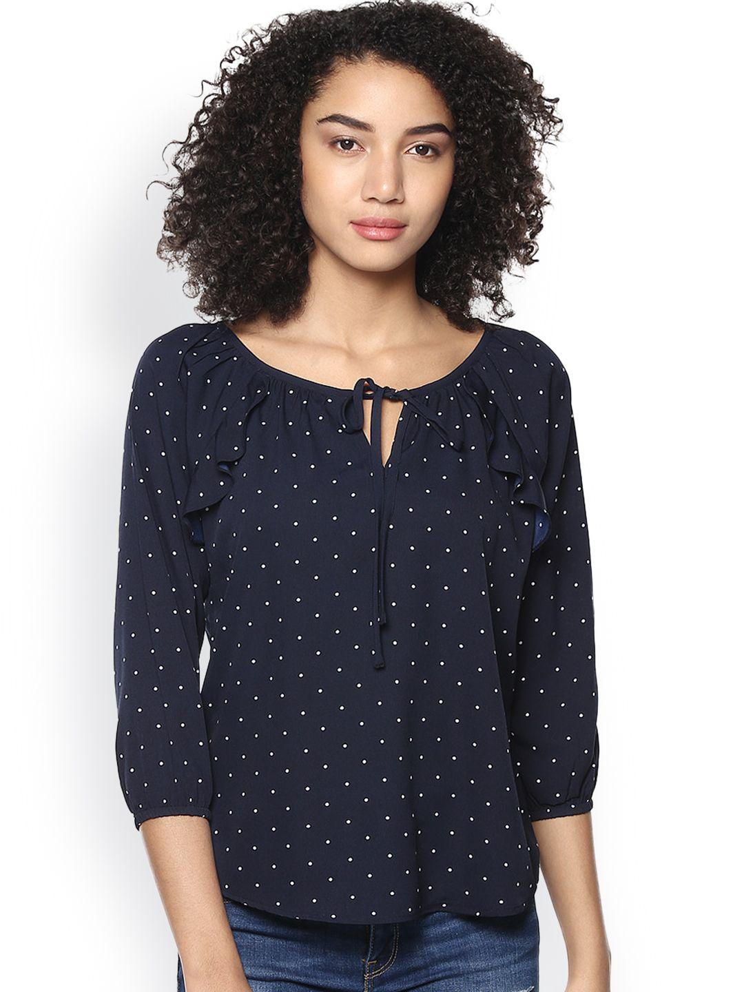 harpa navy polka dot print top