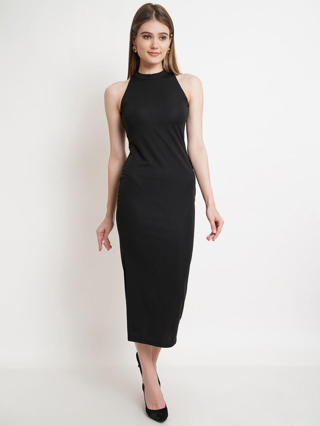 popwings black sheath midi dress