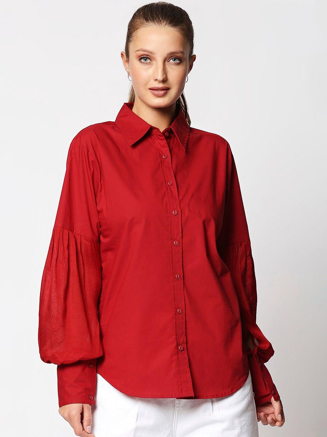 remanika women red comfort casual shirt