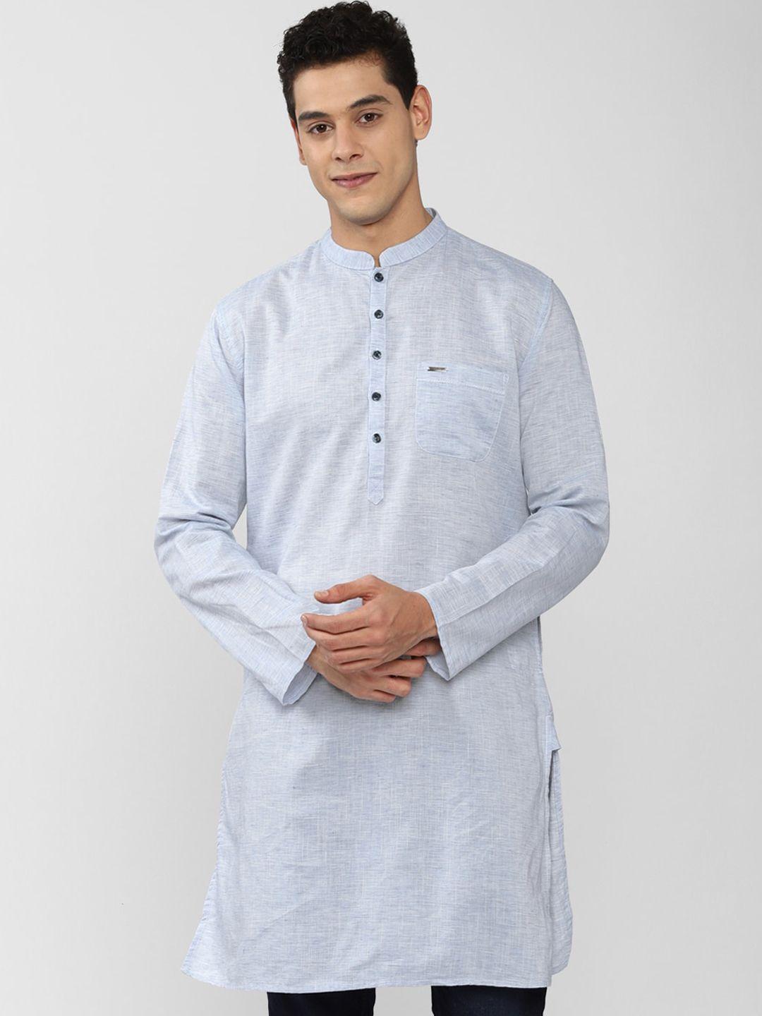 peter england men blue chikankari kurta