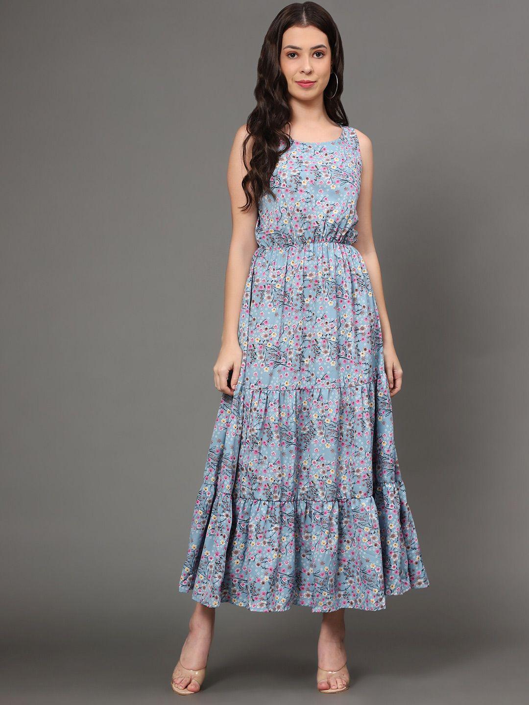 vaani creation blue ethnic motifs maxi dress